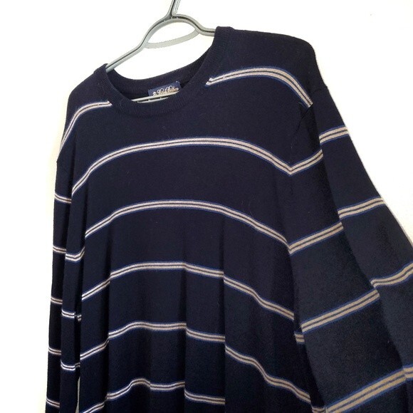 Vintage Brooks Brothers Italian Merino Wool Crew Neck Pullover Stripe Sweater Lg - Picture 2 of 7
